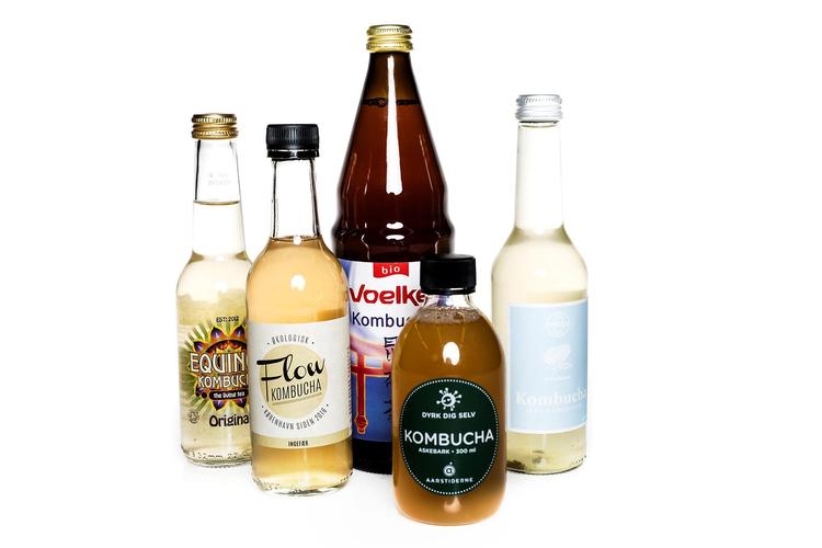 De fem slags kombucha både smager vidt forskelligt og fornemmes helt forskellige i munden, var dommerne enige om. 