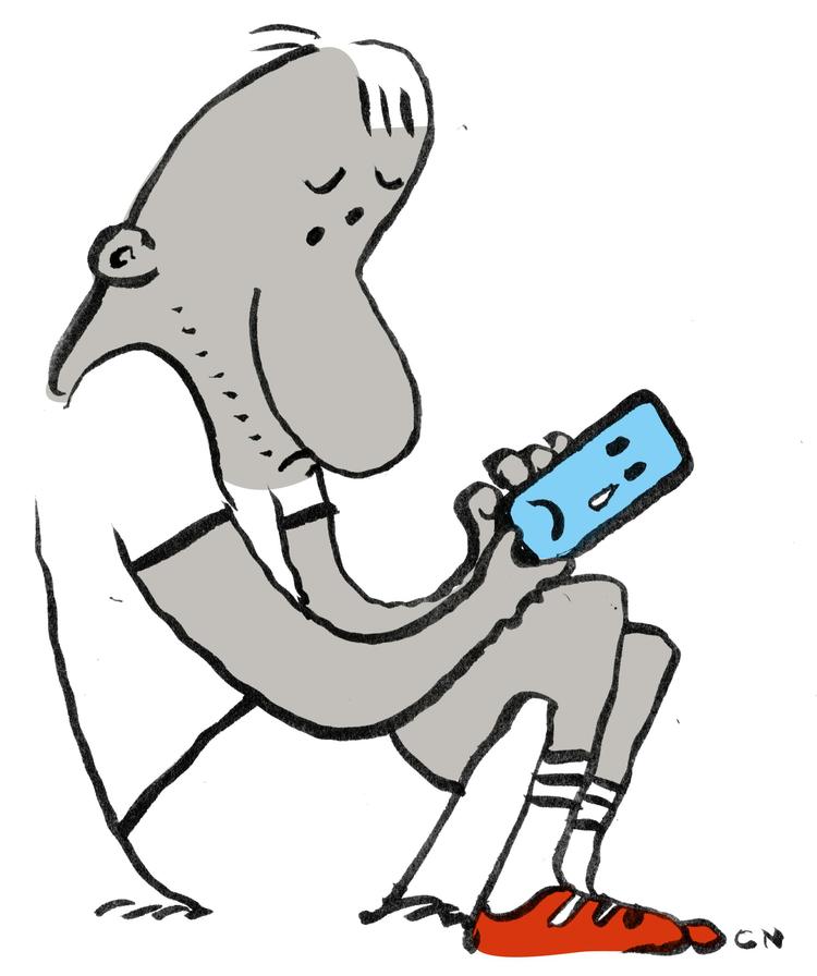 Hold ferie fra din smartphone.
 Tegning Claus Nørregaard