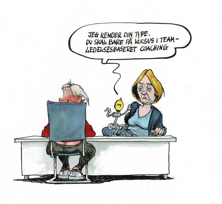 Det nye projekt EcoKnow skal udvikle et system, som med kunstig intelligens og dataanalyse skal gøre sagsbehandlernes it-system i stand til at komme med anbefalinger til borgerens videre vej gennem lov og system. Tegning Roald Als