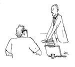 Den drabstiltale ubådskaptajn var i går igennem et  daglangt forhør, hvor han kampivrigt  gik i rette med anklageren.   Tegning: Anne-Marie Steen Petersen/POLITIKEN