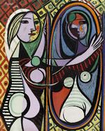 Picassos storslåede vision ’Girl before a Mirror’, malet fra midt i marts 1932, giver os et guddommeligt blik, der går gennem kød og blod på kvinden, mens harmonien er helt i top. Harmonien er også i top på Tate Modern, hvor publikum kan opleve over 100 (mester)værker af Picasso.  Foto: MoMA/Sucession Picasso/DACS London Foto: MoMA/Sucession Picasso/DACS London