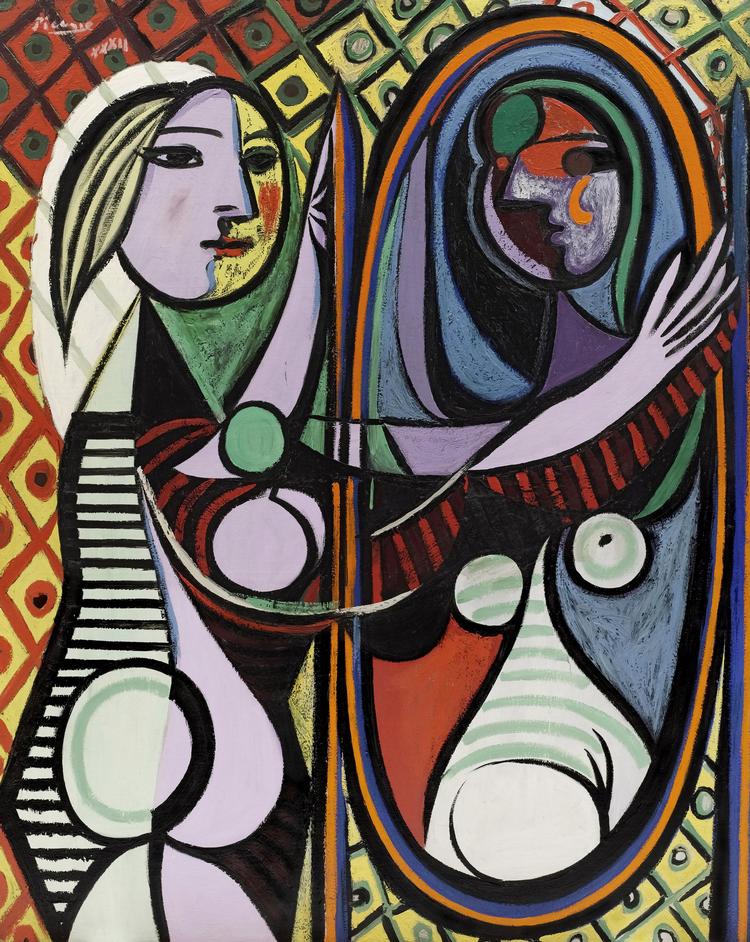 Picassos storslåede vision ’Girl before a Mirror’, malet fra midt i marts 1932, giver os et guddommeligt blik, der går gennem kød og blod på kvinden, mens harmonien er helt i top. Harmonien er også i top på Tate Modern, hvor publikum kan opleve over 100 (mester)værker af Picasso.  Foto: MoMA/Sucession Picasso/DACS London Foto: MoMA/Sucession Picasso/DACS London