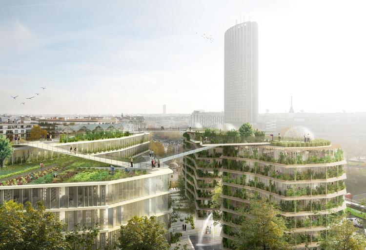 Sådan forventes  komplekset i Paris at komme til at se ud. Det grønne på facaden er med til at skabe naturlig ventilation og sikre klimaet inde  i bygningen. SLA/JFA