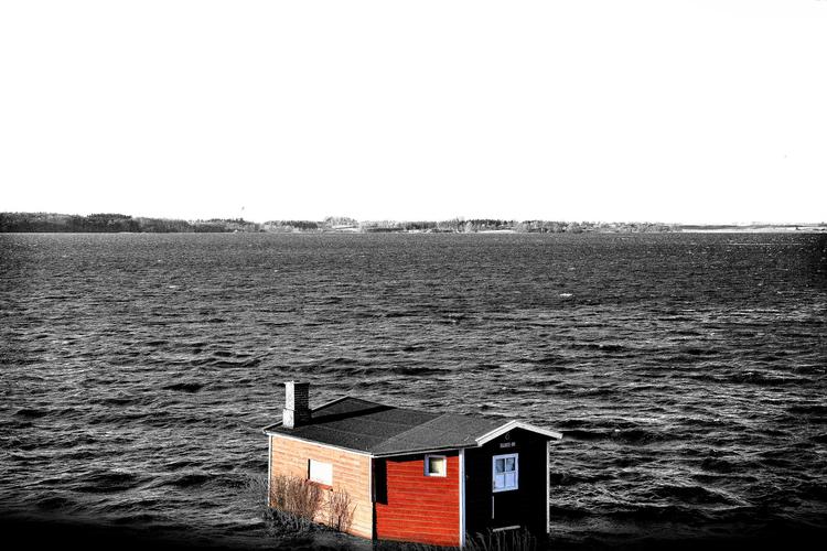 Forhøjet vandstand i Jyllinge efter stormen Urd. Fotomanipulation. Rune Pedersen