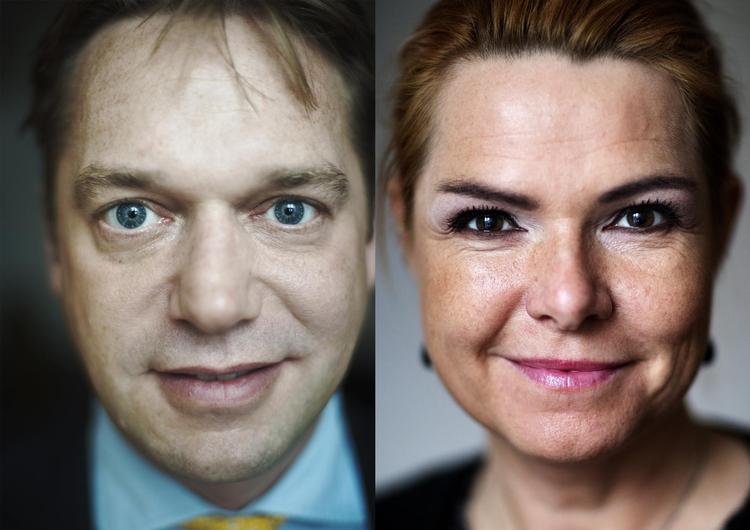 Til venstre Marcus Knuth. Til højre Inger Støjberg. 