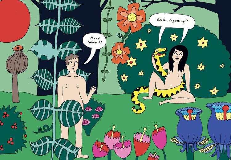 Kvindekønnet har historisk været genstand for mytedannelse, uvidenhed og rablende pseudovidenskabelige forsøg. Nu skal kussens historie dramatiseres på Republique med udgangspunkt i en svensk tegneserie. Tegning fra 'Kundskabens frugt' af Liv Stömquist, udgivet på forlaget Cobolt 2015