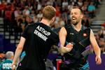 Sejren over Takuro Hoki og Yugo Kobayashi var det, der skulle til. Kim Astrup og Anders Skaarup er klar til den olympiske kvartfinale.  Foto: Luis Tato/Ritzau Scanpix