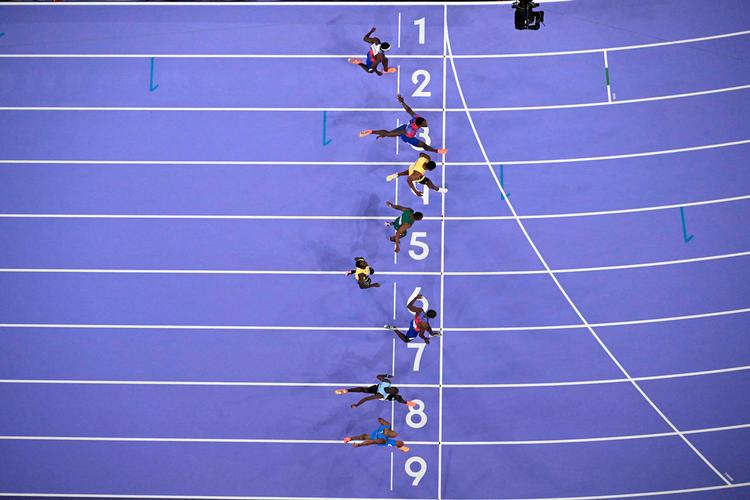 Aldrig tidligere har en OL-finale i 100 meter været så tæt. Kun 12 hundrededele af et sekund skilte de 8 løbere, og Noah Lyles' sejrsmargin ned til Kishane Thompson var blot på 5 tusindedele. Foto: Jewel Samad/Ritzau Scanpix