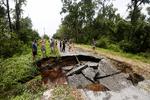 Orkanen Debby har varieret i styrke, men blev målt som en kategori 1-orkan, da den gik i land i Florida mandag morgen lokal tid. Foto: Octavio Jones/Ritzau Scanpix