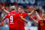 FCN's Marcus Ingvartsen scorede et kongemål mod FCK med venstrebenet efter bare fem minutters spil. Foto: Jens Dresling
