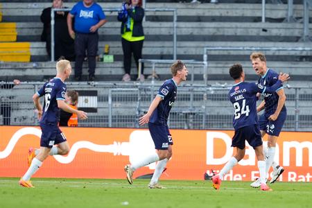 Daniel Høegh sørgede kort før tid for pointdeling, da Randers-spilleren udlignede til 2-2, efter at Brøndby havde vendt 0-1 til 2-1 i anden halvleg. Foto: Claus Bech/Ritzau Scanpix