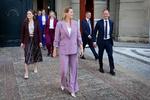 »Det her er jo en mærkelig regering«, sagde Mette Frederiksen på pressemødet onsdag, hvor Dan Jørgensen blev præsenteret som ny EU-kommissær, og sløret blev løftet for de tre nye ministerier. Foto: Jens Dresling