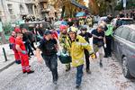 En beboelsesejendom i Lviv i det vestlige Ukraine blev natten til onsdag ramt af et russisk missil. Foto: Yurij Dyachysjin/AFP