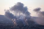 Sådan så der ud i det sydlige Libanon mandag morgen. Foto: Aziz Taher/Ritzau Scanpix