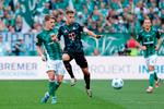 Jens Stage i grønt ses her i en tidligere kamp. Søndag scorede han tre mål for Werder Bremen. Foto: Axel Heimken/Ritzau Scanpix