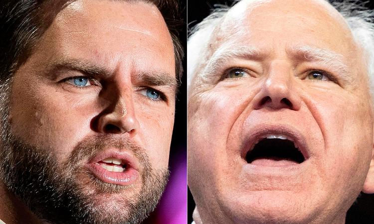 Den republikanske vicepræsidentkandidat JD Vance (tv) og Tim Walz skal mødes i en debat, der kan afgøre præsidentvalget. Foto: Ryan Collerd, Ronda Churchill/Ritzau Scanpix