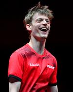 Efter at have leveret karrierens største triumf tirsdag med en sejr over den kinesiske verdensetter er Anders Lind blevet en helt for de kinesiske bordtennisentusiaster. Foto: Adek Berry/Ritzau Scanpix