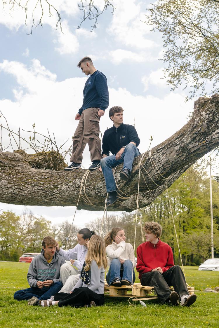 På Ryslinge Efterskole på Fyn har de i dag kun elever i 10. klasse. Står det til regeringens udspil, vil de fremover ikke kunne gå til afgangsprøver. Foto: Anders Holst Pedersen
