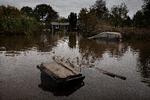 Danmark var 20.-21. oktober 2023 ramt af storm og høj vandstand mange steder i landet.  Kun i nogle områder betegnes vejret som stormflod. Det gælder ikke i Roneklint, selvom sommerhusområdet ved Faxe Bugt blev ramt af høj vandstand og store oversvømmelser, da et dige kollapsede.  Foto: Martin Lehmann