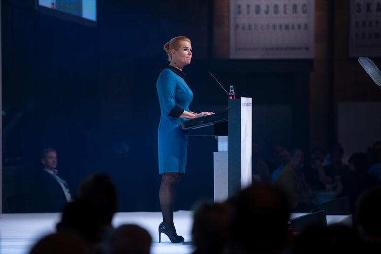 Inger Støjberg taler til Danmarksdemokraterne, der holder landsmøde i MCH Herning Kongrescenter. Foto: Bo Amstrup/Ritzau Scanpix