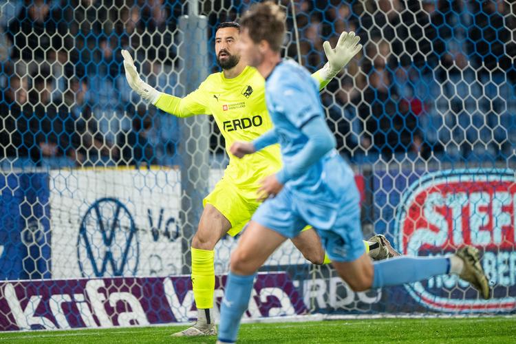 Randers FCs målmand Paul Izzo under superligakampen mellem Randers FC og FC Nordsjælland på Cepheus Park Randers mandag den 28. oktober 2024.. Foto: Bo Amstrup/Ritzau Scanpix