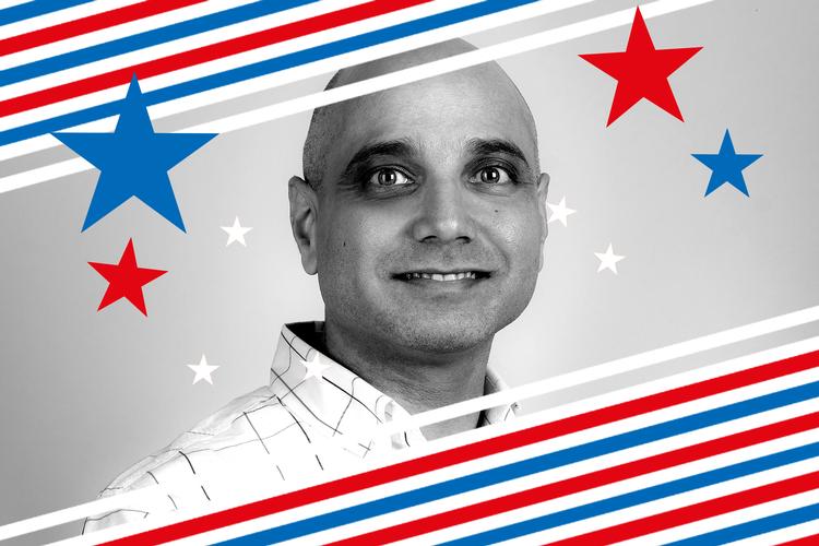 Murtaza Kapadia ser økonomien og splittelsen mellem demokrater og republikanere som USA's største problemer. Collage. Originalfoto: privat