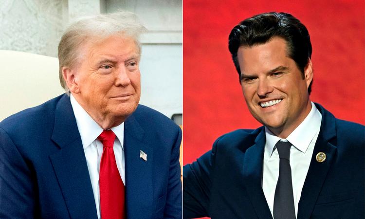 Den kommende amerikanske præsident, Donald Trump, har peget på det republikanske medlem af Repræsentanternes Hus, Matt Gaetz, som justitsminister 13. november 2024. Foto: Saul Loeb, Andrew Caballero-reyn/Ritzau Scanpix