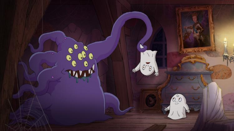 Det lille spøgelse Laban er måske nok et spøgelse, men han er lige så bange for monstre som det gennemsnitlige barn.  Foto: SF Film