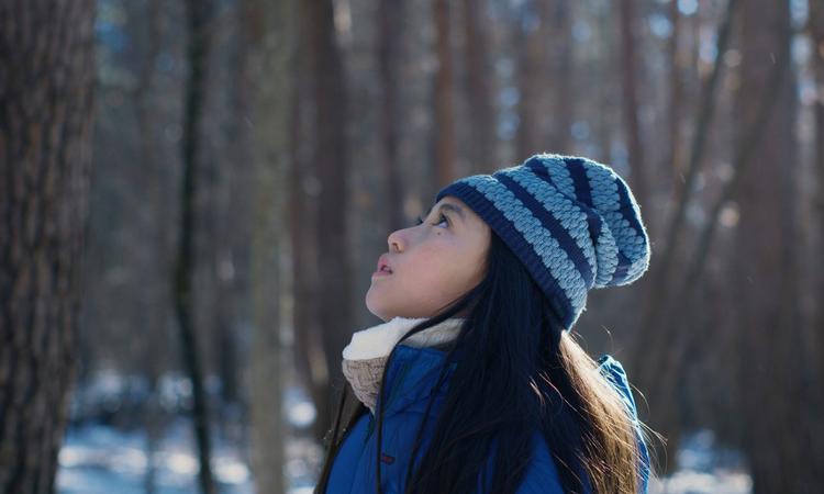 Skamskudt vildt er et gentaget samtaleemne i filmen. I en tavs nøglescene holder kameraet vejret med Hana, der står helt stille, lyttende, mens hun næsten synes at blive en del af den hjort, hun iagttager. Foto: Still