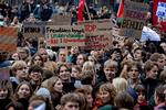 Tusindvis af gymnasieelever demonstrerede på Rådhuspladsen mandag i sidste uge mod regeringens planer. Foto: Martin Lehmann