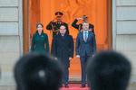 Kongeparret byder Egyptens præsident Abdel Fattah al-Sisi velkommen til Amalienborg Slot i København. Foto: Emil Helms/Ritzau Scanpix