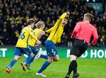 Brøndbys Daniel Wass scorede på straffe under DBU Pokalen kvartfinalekampe mod AGF på Brøndby Stadion søndag.  Foto: Claus Bech/Ritzau Scanpix