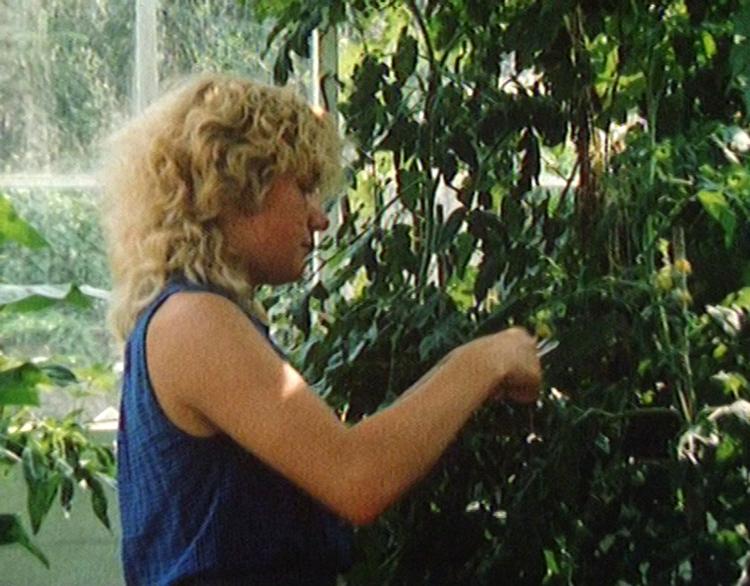 Kristina fra Aarsdale på Bornholm har ud over en tro på fremtiden også grønne fingre.  Foto: Skærmdump fra programmet/DR