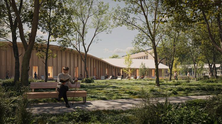 Fælleshuset skal både kunne fungere under krigen og have en funktion, når den er slut. Visualisering: Arkitekter Uden Grænser