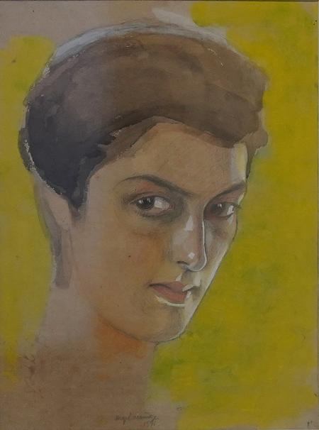 Aleksandr Tjatjba-Sjervasjidses portræt af sin kusine. Meri Sjervasjidse (1888-1986), også kendt som Mary Eristavi, en af Coco Chanels første modeller. Akvarel på karton, 1911 © Abkhasiens Nationalgalleri. Portrættet er et af de malerier, som gik tabt i branden.
 