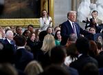 Forhenværende præsident Joe Biden og forhenværende vicepræsident Kamala Harris sad bag Donald Trump, da han holdt sin indsættelsestale. Foto: Evelyn Hockstein/Ritzau Scanpix