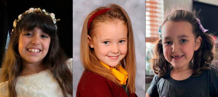 Alice Dasilva Aguiar (9), Elsie Dot Stancombe (7) og Bebe King (6) blev slået ihjel, da den dengang 17-årige gerningsmand gik i gang med at stikke deltagerne i en dansetime ned. Foto: /Ritzau Scanpix