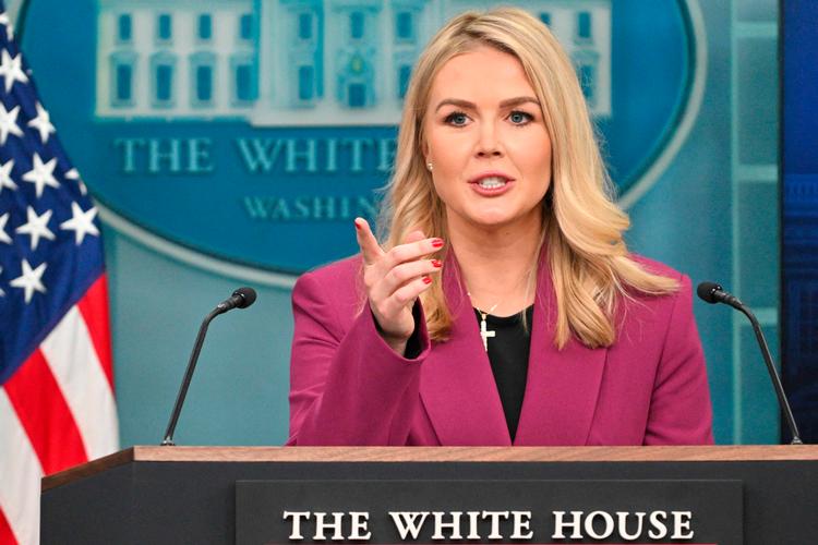 Fire dage efter at Karoline Leavitt i juli fødte sit første barn, var hun tilbage på arbejde for Donald Trump. »Jeg følte et behov for at være til stede i dette historiske øjeblik«, sagde hun til mediet The Conservateur. Foto: Roberto Schmidt/Ritzau Scanpix