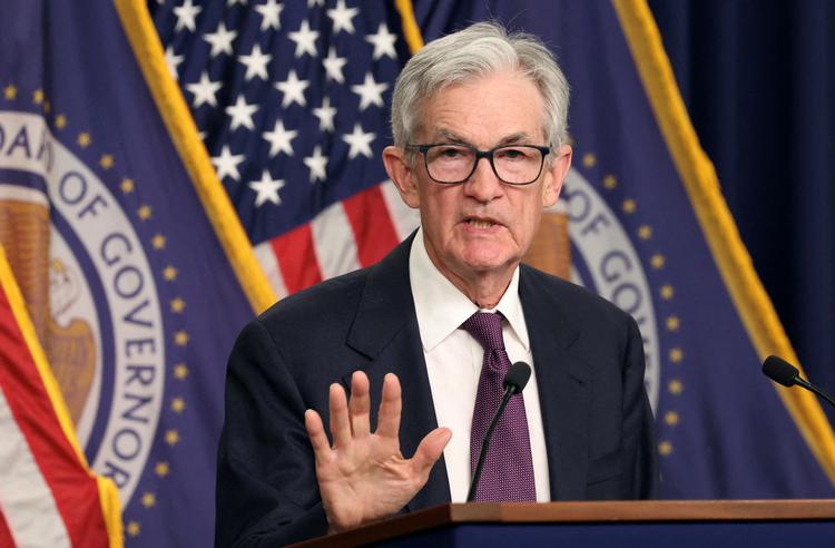 Chefen for USA's nationalbank, Jerome Powell, efter et tidligere rentemøde. Foto: Kevin Lamarque/Ritzau Scanpix