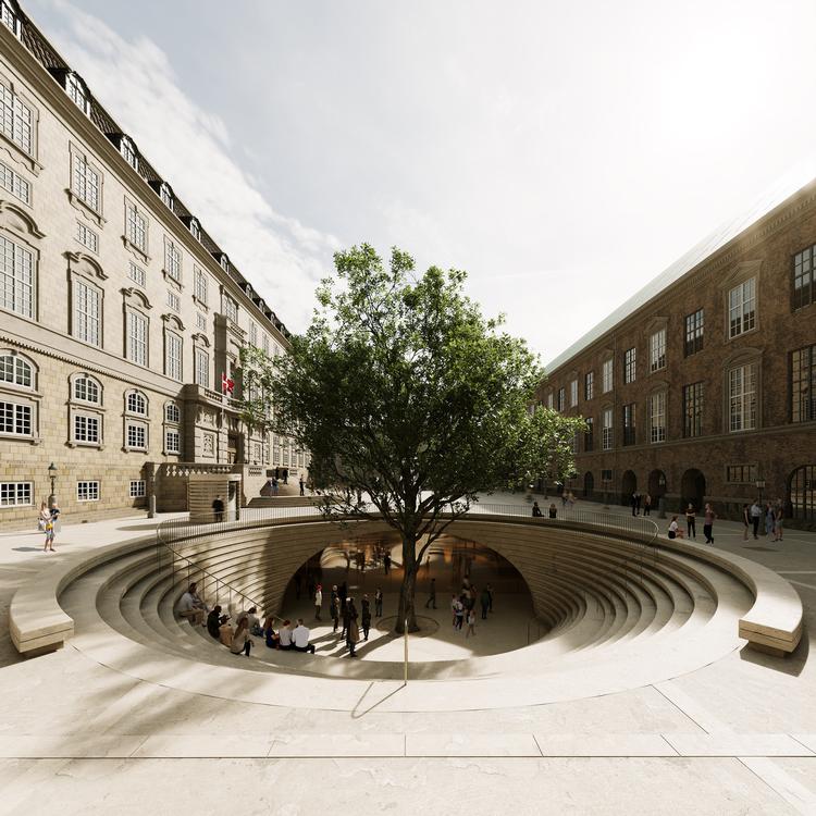 Arkitektfirmaet Cobes bud på en ny hovedindgang til Christiansborg. Illustration Team Cobe