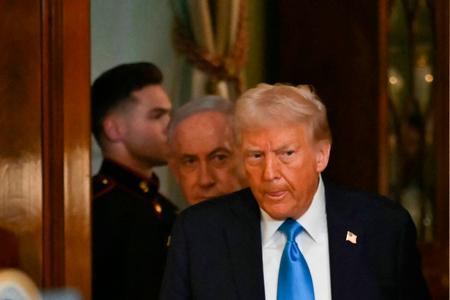 Trump lancerede med Israels leder, Benjamin Netanyahu, ved sin side, at han gerne vil overtage Gaza og sende 1,8 millioner palæstinenserne ud af landstriben. Foto: Andrew Caballero-reynolds/Ritzau Scanpix