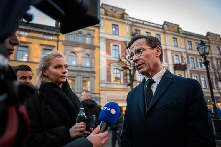 Sveriges statsminister, Ulf Kristersson, holder søndag aften kl. 19 en tale til nationen efter det værste masseskyderi i Sveriges historie, der fandt sted for fem dage siden. Foto: Jonathan Nackstrand/Ritzau Scanpix