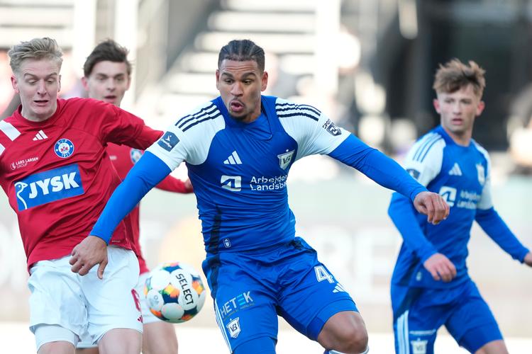 German Onugkha viste, at han ikke har glemt, hvordan man scorer mål trods en mindre succefuld tid i FCK. Foto: Claus Fisker/Ritzau Scanpix