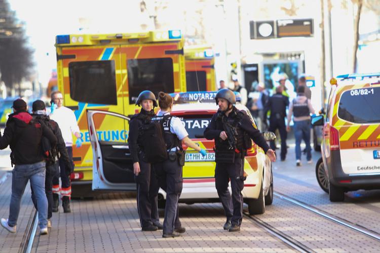 Politiet i Mannheim bekræfter i en pressemeddelelse, at der er en politiaktion i gang i centrum af Mannheim. Foto: Dieter Leder/Ritzau Scanpix