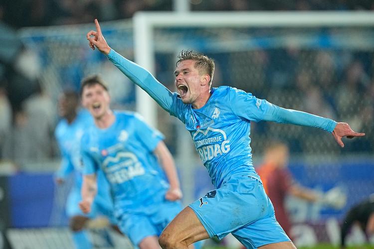 Randers sikrede med sejren en plads i mesterskabsspillet med de seks bedste hold. Det samme er tilfældet for Nordsjælland som følge af aftenens resultat. Foto: Bo Amstrup/Ritzau Scanpix