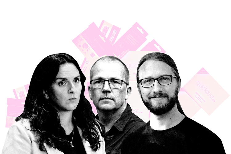 Peder Hvelplund (EL) mener, at der mangler kontrol og overblik over markedet for selvtests. Monika Rubin (M) og Stinus Lindgreen (R) kritiserer apotekerne. Kollage: Freja Juul Pedersen Foto: Jens Dresling, Marcus Emil Christensen, Miriam Dalsgaard.