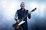  Volbeat og her Michael Poulsen i fuld aktion er populære mange steder i verden – her ved en festival i Schweiz i 2022. Foto: Peter Klaunzer/Ritzau Scanpix