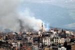 Israel udførte tidligere fredag en række luftangreb i den sydlige del af Libanon  som her i byen Khiam. Foto: Rabih Daher/Ritzau Scanpix