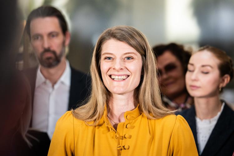 Det var en glad beskæftigelsesminister Ane Halsboe-Jørgensen (S) som onsdag præsenterede reformen af jobcentrene.   Foto: Emil Nicolai Helms/Ritzau Scanpix