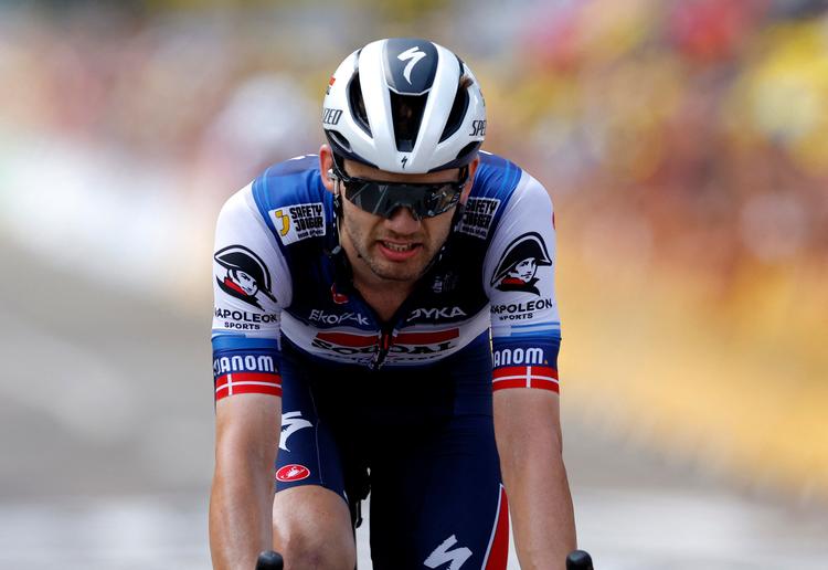 Kasper Asgreen stiller alligevel op i Paris-Roubaix, meddeler hans hold, EF. Her ses han, da han stadig kørte for QuickStep. Arkivfoto:  Stephane Mahe